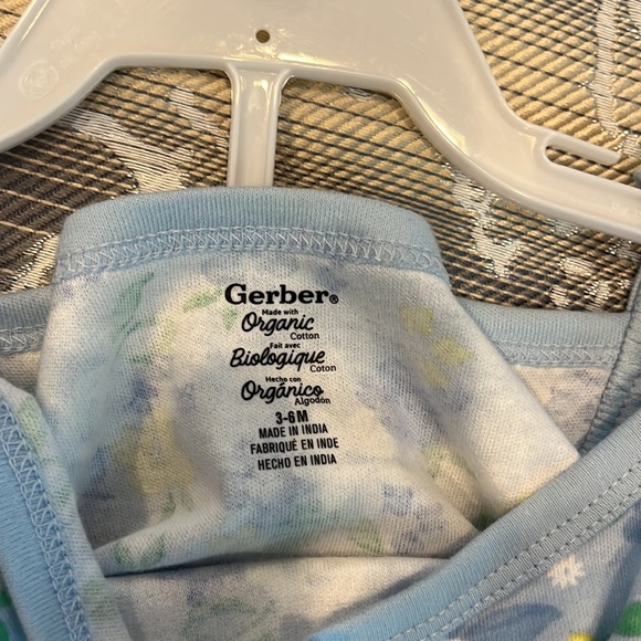 NWT Gerber 3 piece organic cotton matched set blue and yellow floral 3-6 month - Picture 5 of 9